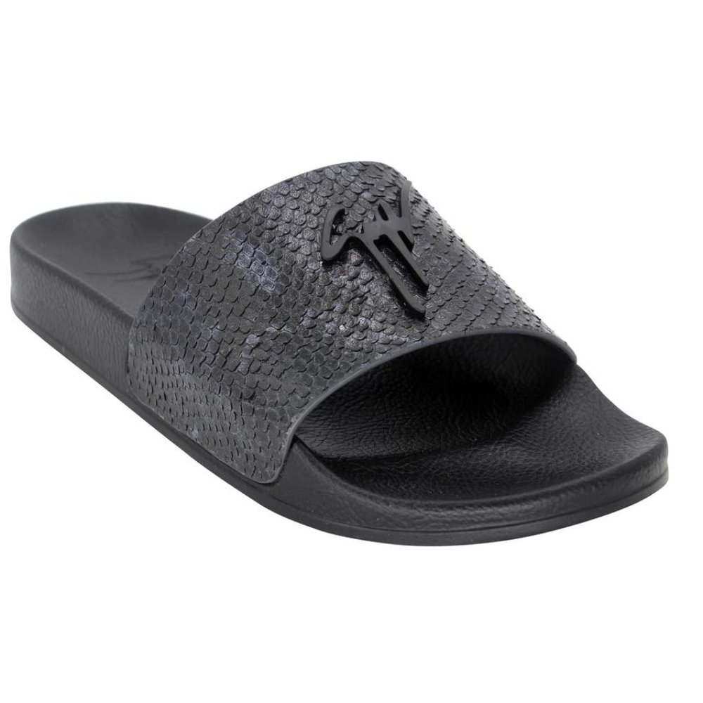 Giuseppe Zanotti Rubber Logo 41 Snakeskin Slide Sandals GZ-0525N-0220